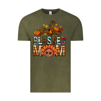 Vintage Olive Western Blessed Mom With Cross Vintage Tee - BundleAndBundleShop