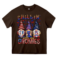 Chocolate Brown Chilling with my gnomies with usa Heavy Core Tee - NancyCooperArtShop