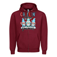 Burgundy chillin with my gnomies Zipper Hoodie - CowGirlArtShop