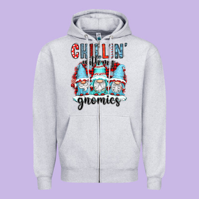 Chillin With My Gnomies Zipper Hoodie Designed By Cowgirlartshop