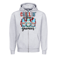Heather Grey chillin with my gnomies Zipper Hoodie - CowGirlArtShop