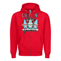 Red chillin with my gnomies Zipper Hoodie - CowGirlArtShop