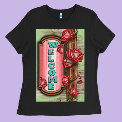 Western Red Roses Welcome Ladies Tee Designed By Lillyallendesigns