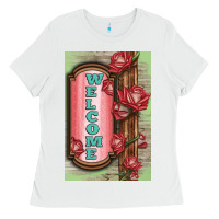 White Western Red Roses Welcome Ladies Tee - LillyAllenDesigns