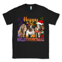 Black Happy Hallothanksmas Goats Classic Tee - BundleAndBundleShop