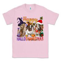 Bubblegum Pink Happy Hallothanksmas Goats Classic Tee - BundleAndBundleShop
