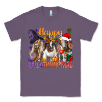 Lavender Happy Hallothanksmas Goats Classic Tee - BundleAndBundleShop