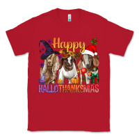 Red Happy Hallothanksmas Goats Classic Tee - BundleAndBundleShop