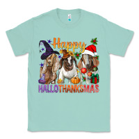 Seafoam Happy Hallothanksmas Goats Classic Tee - BundleAndBundleShop