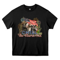 Black chill the fourth out cows 4th july america Heavy Core Tee - NancyCooperArtShop