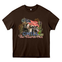 Chocolate Brown chill the fourth out cows 4th july america Heavy Core Tee - NancyCooperArtShop