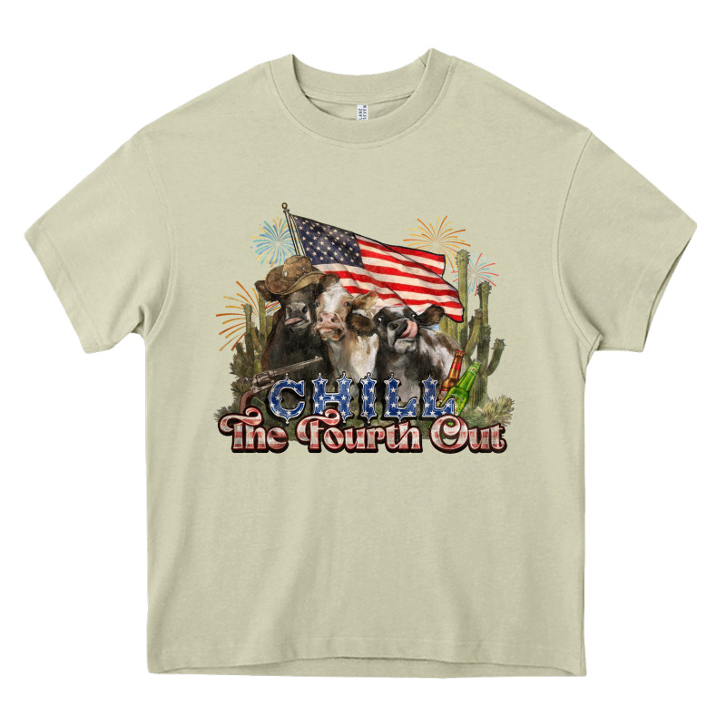 Chill The Fourth Out Cows 4th July America Heavy Core Tee by NancyCooperArtShop | Teevron