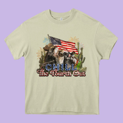 Chill The Fourth Out Cows 4th July America Heavy Core Tee Designed By Nancycooperartshop