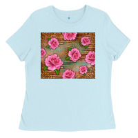 Baby Blue Western Pink Roses Ladies Tee - LillyAllenDesigns
