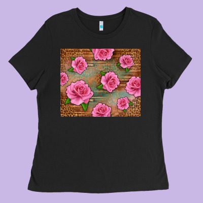 Western Pink Roses Ladies Tee Designed By Lillyallendesigns