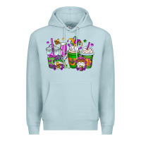Blue Mist mardi gras gnomes coffee cups Premium Hoodie - OliviaCreatesArt