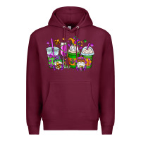 Burgundy mardi gras gnomes coffee cups Premium Hoodie - OliviaCreatesArt
