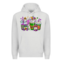 Dove Grey mardi gras gnomes coffee cups Premium Hoodie - OliviaCreatesArt