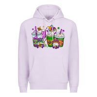 Lilac mardi gras gnomes coffee cups Premium Hoodie - OliviaCreatesArt