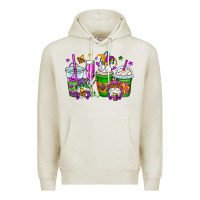 Oatmeal Heather mardi gras gnomes coffee cups Premium Hoodie - OliviaCreatesArt