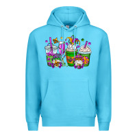 Ocean Blue mardi gras gnomes coffee cups Premium Hoodie - OliviaCreatesArt