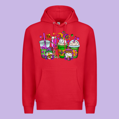 Mardi Gras Gnomes Coffee Cups Premium Hoodie Designed By Oliviacreatesart