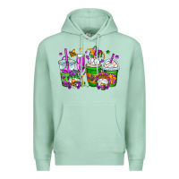 Seafoam mardi gras gnomes coffee cups Premium Hoodie - OliviaCreatesArt