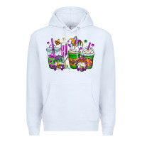 White mardi gras gnomes coffee cups Premium Hoodie - OliviaCreatesArt