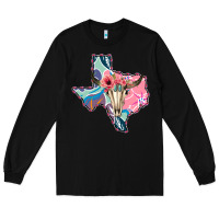 Black Texas Boho Bull Skull Long Sleeve Tee - Bettercallsaul