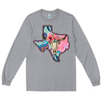 Heather Grey Texas Boho Bull Skull Long Sleeve Tee - Bettercallsaul