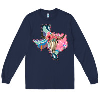 Navy Texas Boho Bull Skull Long Sleeve Tee - Bettercallsaul