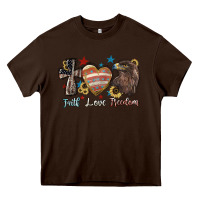 Chocolate Brown faith love freedom usa Heavy Core Tee - NancyCooperArtShop
