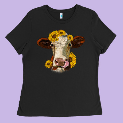 Hereford Cattle Sunflowers Heifer Ladies Tee Designed By Jasminsmagicworld