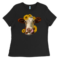 Black hereford cattle sunflowers heifer Ladies Tee - Jasminsmagicworld