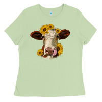 Matcha hereford cattle sunflowers heifer Ladies Tee - Jasminsmagicworld