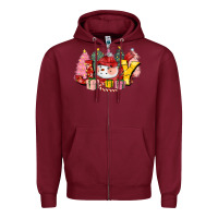 Burgundy joy snowman Zipper Hoodie - CowGirlArtShop