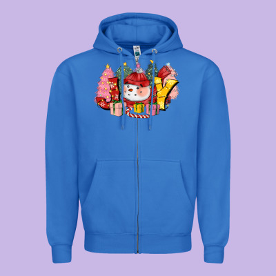 Joy Snowman Zipper Hoodie Designed By Cowgirlartshop