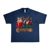 Navy just a girl who loves christmas Urban Heavy Tee - BundleAndBundleShop