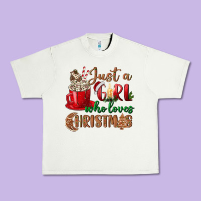 Just A Girl Who Loves Christmas Urban Heavy Tee Designed By Bundleandbundleshop