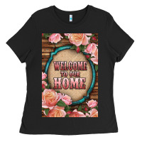 Black Western Welcome To Our Home Ladies Tee - LillyAllenDesigns