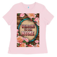 Bubblegum Pink Western Welcome To Our Home Ladies Tee - LillyAllenDesigns