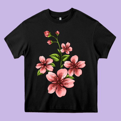 Pink Flowers Hibiscus Heavy Core Tee Designed By Jasminsmagicworld
