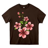 Chocolate Brown pink flowers hibiscus Heavy Core Tee - Jasminsmagicworld