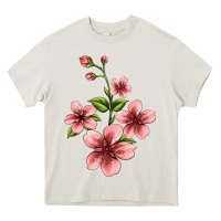 Cream pink flowers hibiscus Heavy Core Tee - Jasminsmagicworld