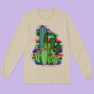 Western Serape Cactus Long Sleeve Tee Designed By Bettercallsaul