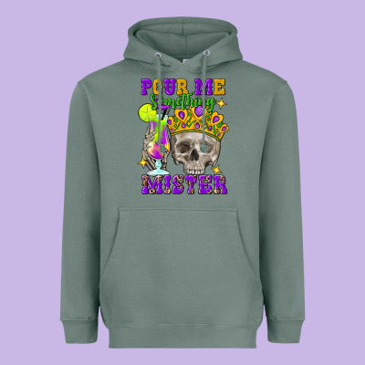 Skull Pour Me Something Mister Heavyweight Hoodie Designed By Fadigitalartstudio