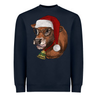 Navy christmas glasses heifer Heavyweight Sweatshirt - RanaPortraitStore