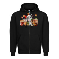 Black hippopotamus coffee cups christmas Zipper Hoodie - CowGirlArtShop