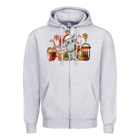 Heather Grey hippopotamus coffee cups christmas Zipper Hoodie - CowGirlArtShop