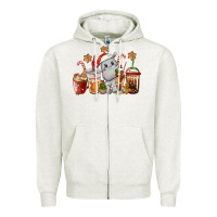 Oatmeal Heather hippopotamus coffee cups christmas Zipper Hoodie - CowGirlArtShop